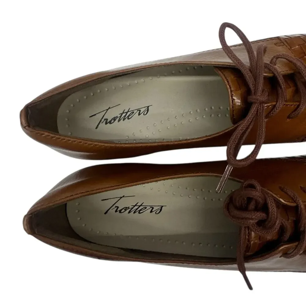 Trotters Lizzie Herringbone Oxford Flats Women's size 7N Brown